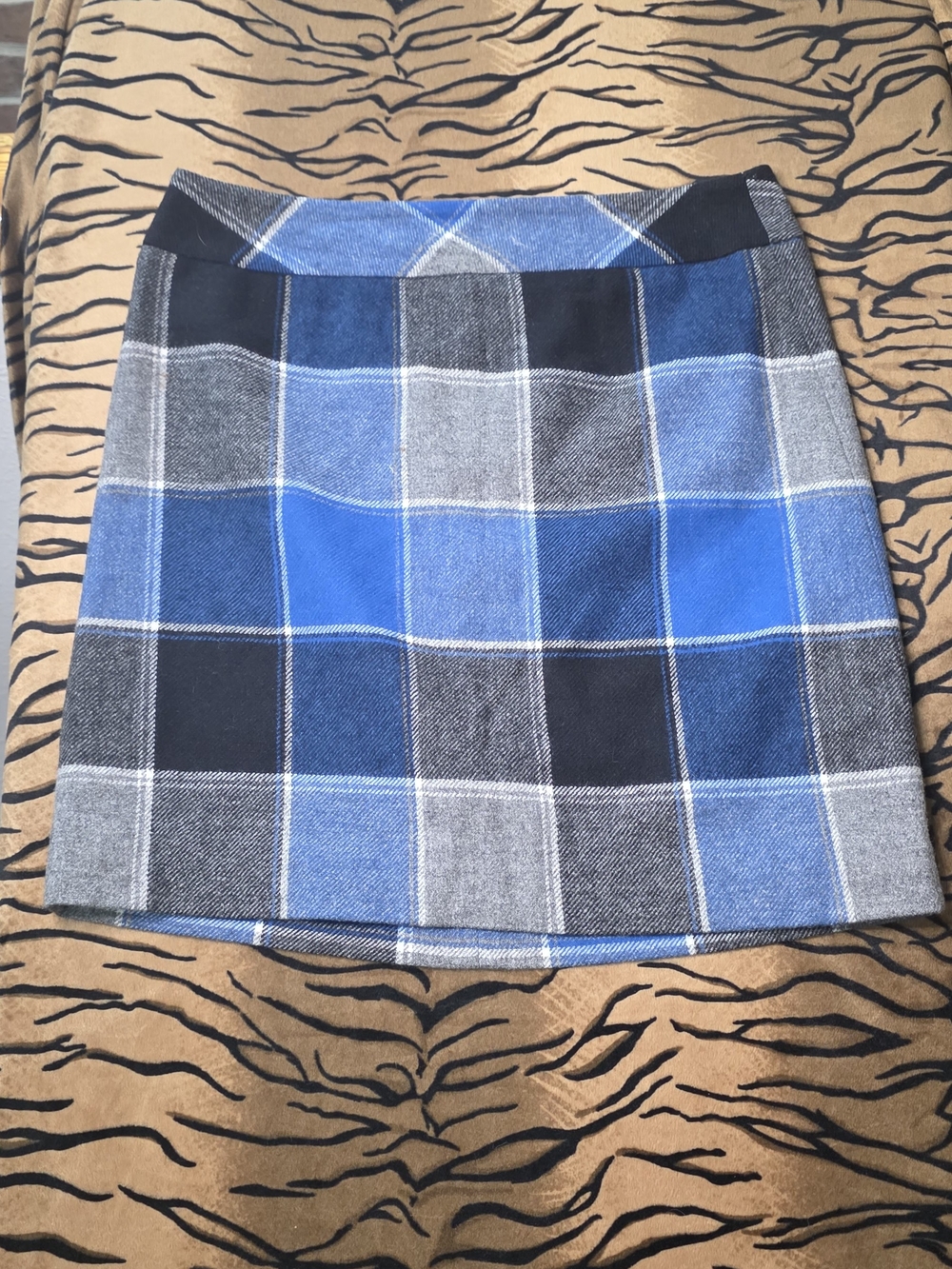 Talbots Petites Blue Gray Tartan Plaid A-Line Mini Skirt 6P